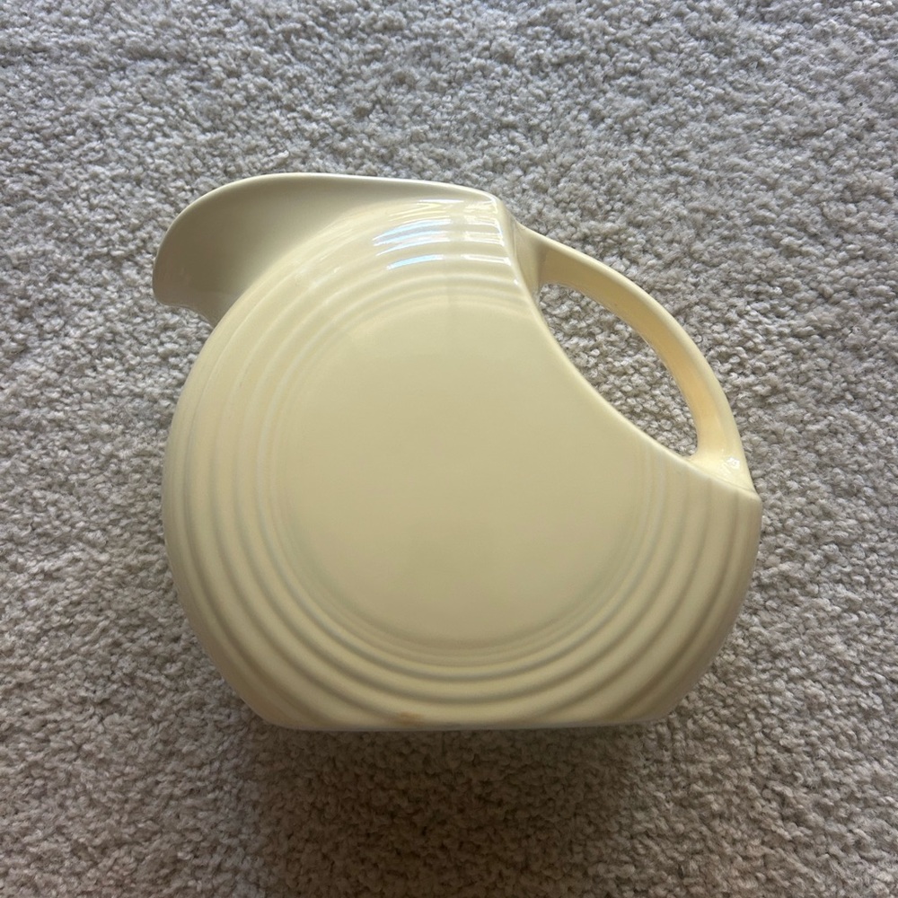 Vintage Fiesta Ware Disc Juice Pitcher and Mini Match in Sunflower Yellow 28oz